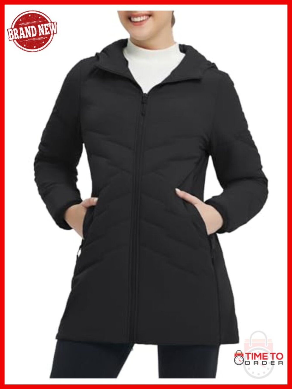 Women's Long Puffer Quilted Jacket Water Resistant Winter Coat Lightweight - Picture 1 of 6
